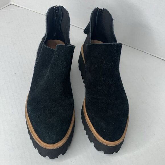 All Black suede calf hair platform threaded booties - Picture 2 of 10